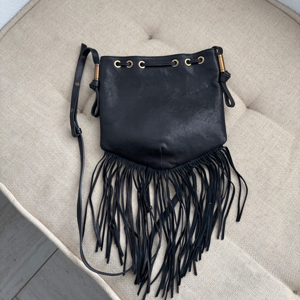 ba&sh Sparrow Suede Leather Python Shoulder Bag C… - image 5